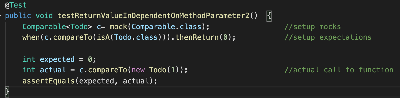 Code was taken and modified from Unit tests with Mockito — Tutorial